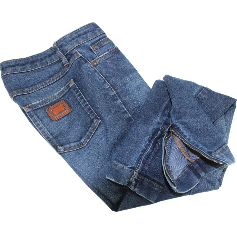 Dolce & Gabbana Pretty Straight Zipper Hem Blue Fade Jeans Size 38